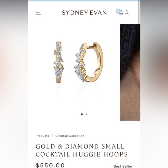 Sydney Evan single small diamond and good huggie hoop - Picture 1 of 7